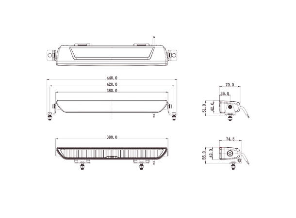 OZZ XB1 15" Black ledbar 15", 6000 Lumen, 79W, u/ pos.lys 