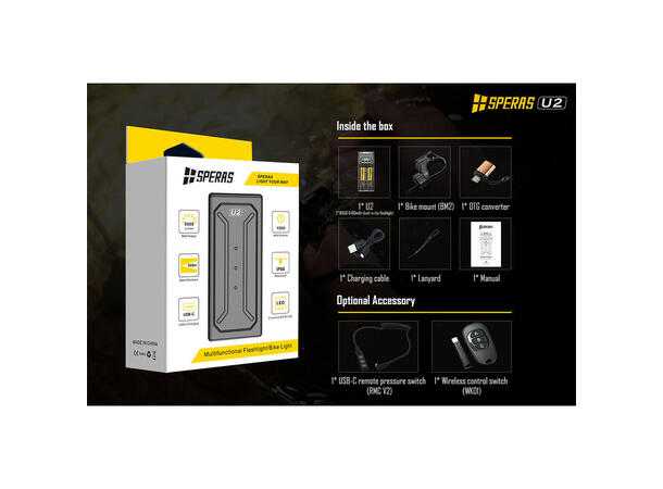 Speras U2 lykt for sykkel 5000 Lumen, 320 meter kastelengde 