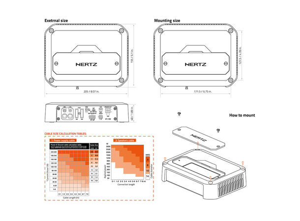 Hertz CP 1.700 monoforsterker Cento Power, 700W RMS i 2 Ohm, Klasse D 