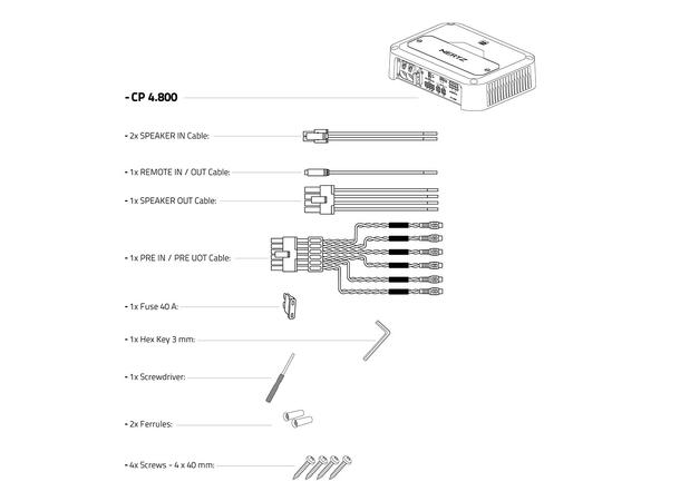 Hertz CP 4.800 4-kanals forsterker Cento Power, 4x190W i 2 Ohm, Klasse D 