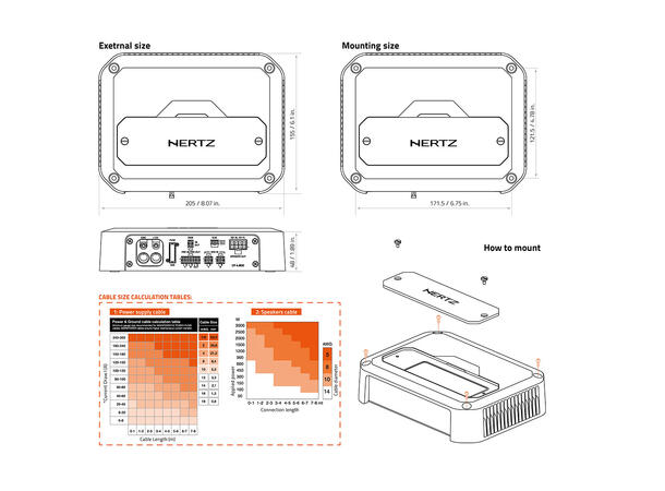 Hertz CP 4.800 4-kanals forsterker Cento Power, 4x190W i 2 Ohm, Klasse D 