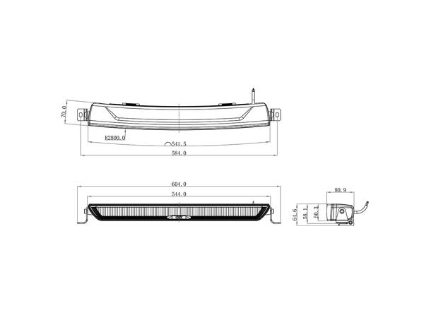 OZZ XB1 P20" White ledbar kurvet 20", 7000 Lumen, 98W, pos.lys 