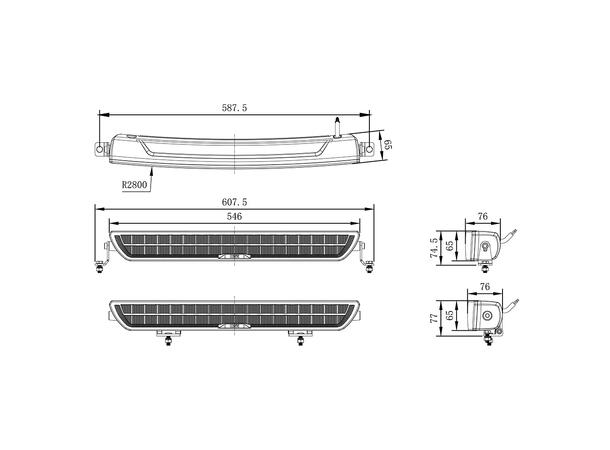 OZZ DRB1 P20" White ledbar kurvet 20", 9900 Lumen, 134W, pos.lys 