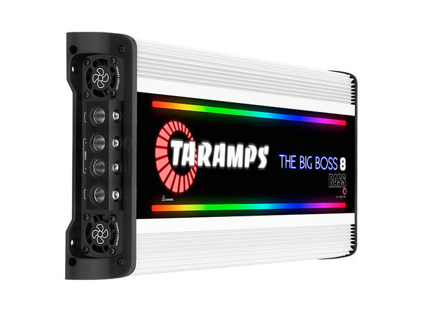 Taramps The Big Boss 8 Bass monoforst. 8000W RMS, 0.5-2 Ohm, RGB, Hvit 