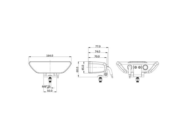 OZZ WR1 65 arbeidslys/ryggelys/varsellys 2700 Lumen, 36W, godkjent ryggelys 