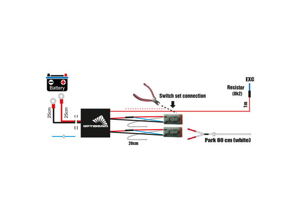 Optibeam relésett 12/24V 2 x 4-pin DTP, 12/24 volt 