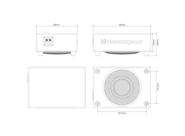 Phoenix Gold ZX18PDF basskasse 8" i kasse, 250W RMS, 4 Ohm 
