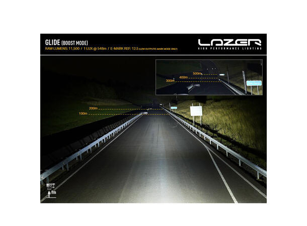 Lazer Glide med posisjonslys 20", LED, 11.500 Lumen, Kombo, 548 meter 