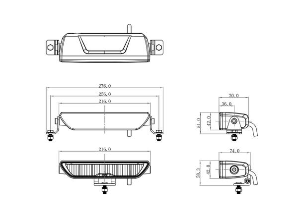 OZZ XB1 8" White ledbar 8", 3100 Lumen, 42W, u/ pos.lys 