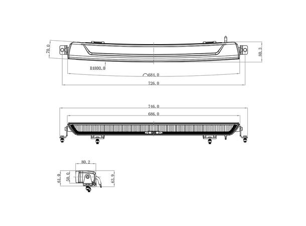 OZZ XB1 P27" White ledbar kurvet 27", 9780 Lumen, 133W, pos.lys 