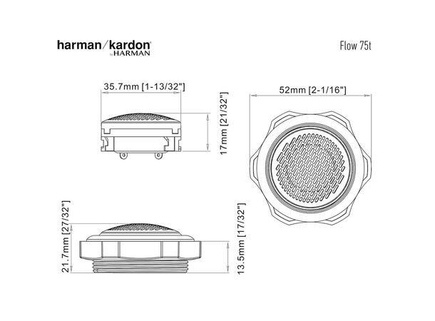 Harman/Kardon FLOW75T diskanter 19mm, 120W RMS, 360W Maks. 