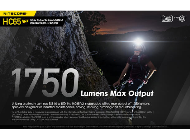 Nitecore HC65 v2 LED hodelykt 165m, 1750 Lumen, LED 