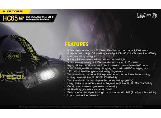 Nitecore HC65 v2 LED hodelykt 165m, 1750 Lumen, LED 