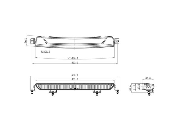 OZZ XB1 20" Black ledbar 20", 7000 Lumen, 98W, u/ pos.lys 