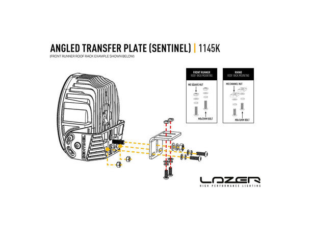 Vinklet monteringsplate til Sentinel Sett med 2 braketter 