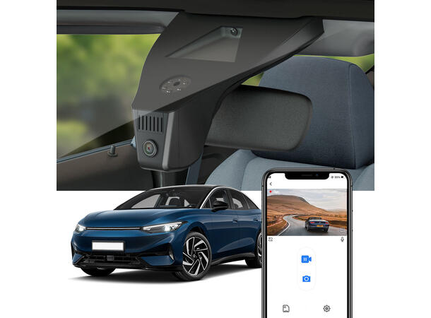 FITCAMX Integrert 4K Dashcam (foran+bak) VW ID.7 (2024 ->) Sort 