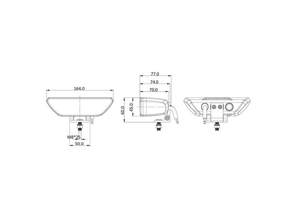 OZZ WR1 arbeidslys/ryggelys 2220 Lumen, 36W, godkjent ryggelys 