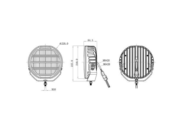OZZ XR3 P9" 65 LED fjernlys, Hvit 9", 10424 Lumen, per stykk, varsellys 