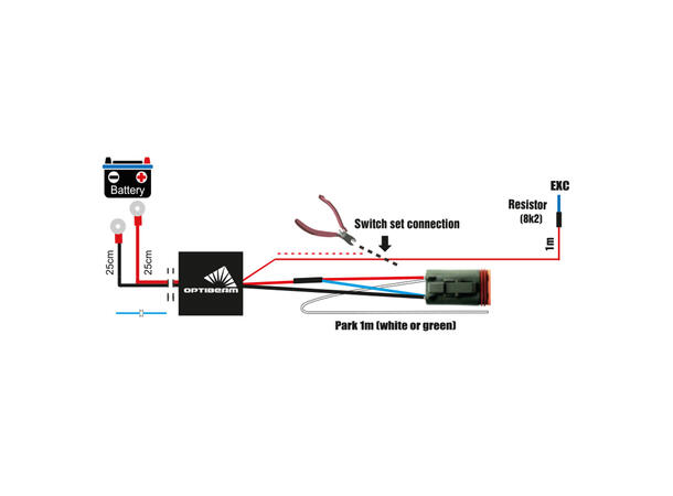 Optibeam relésett 12/24V 4-pin DTP, 12/24 volt 