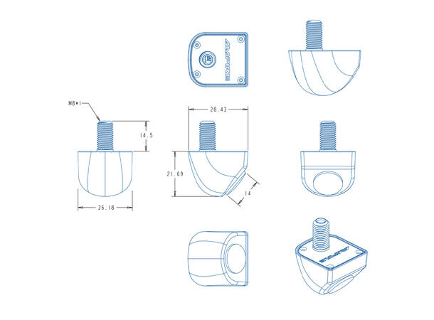 Ampire ryggekamera (CVBS) Universalt, 106 grader 