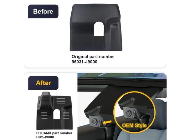 FITCAMX Integrert 4K Dashcam (foran+bak) Hyundai Kona (2018 - 2023) 