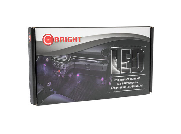 LED RGB Interiørlyssett USB tilkobling, 4 lysenheter 