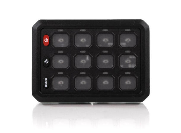 Lumen 12 bryterpanel med strømfordeling 12 knapper, 12/24V, App og styringspanel 