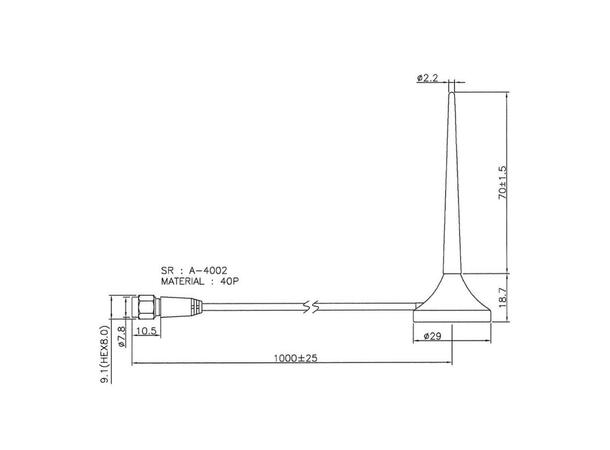 Magnetfotantenne 698-2700Mhz 698-2700MHz, 1meter kabel, SMA 