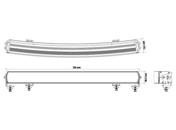Optibeam Super Captain Dual 800 Curved 30", 32000 lumen, Posisjonslys 