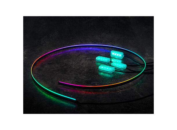 LED RGB Interiørlyssett USB tilkobling, 4 lysenheter & lysstripe 