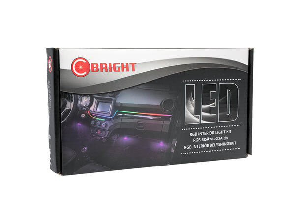 LED RGB Interiørlyssett USB tilkobling, 4 lysenheter & lysstripe 