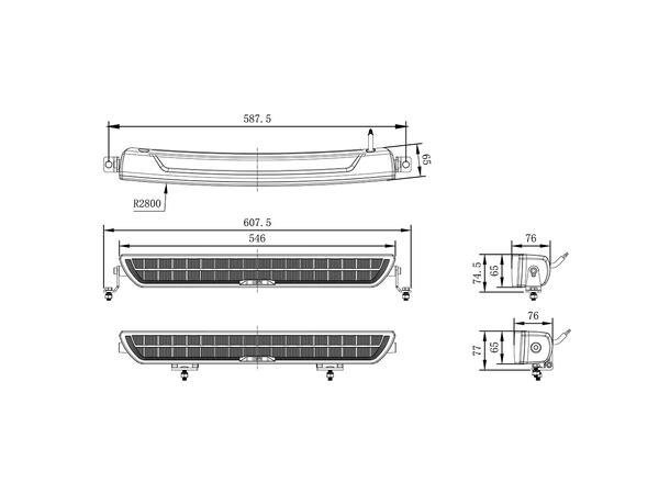 OZZ DRB1 P20" Black ledbar kurvet 20", 9900 Lumen, 134W, pos.lys 
