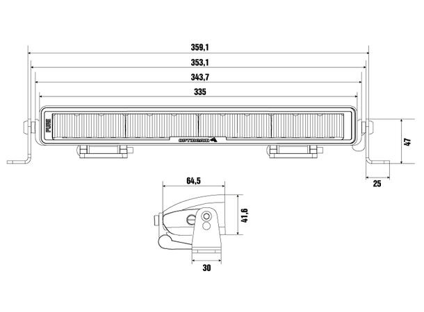 Optibeam Pure 335 13", 12190 lumen, Posisjonslys 