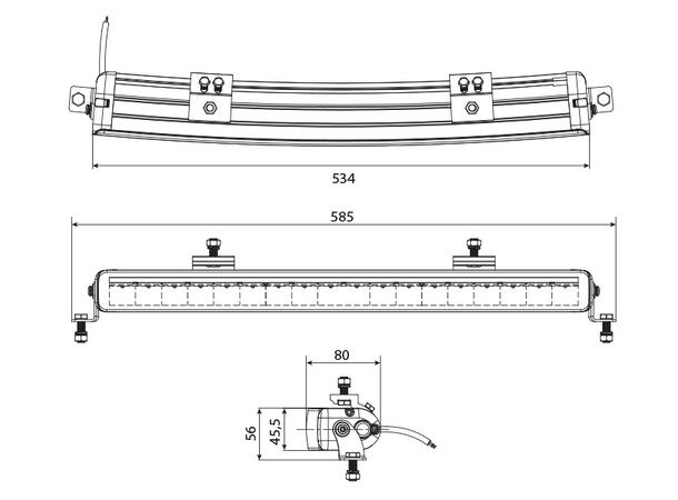 W-Light Wave II LED fjernlys 21", 6400 lumen, Posisjonslys 