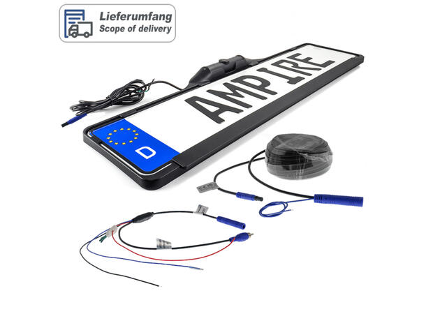 Ampire skiltplatekamera (AHD 1080p) Skiltplate med integrert kamera 