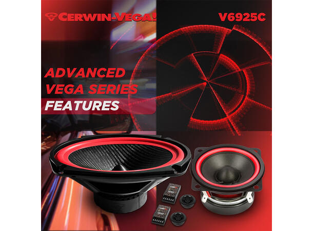 Cerwin Vega V6925C 3-veis komponentsett 6x9", 140W RMS,VEGA-serie, 2025 Edition 