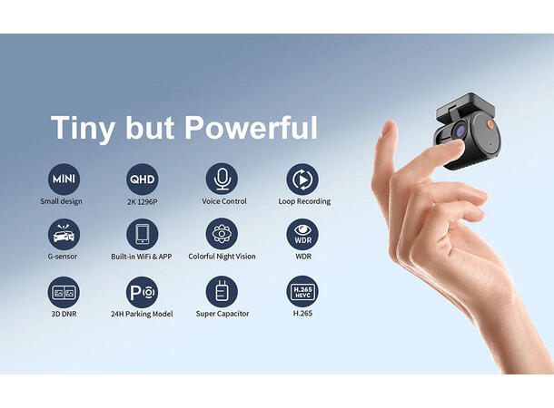 ConnectED Dashboardkamera mini 1-kanals, 2K, WIFI, 32GB 