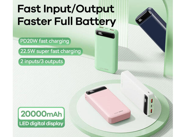 ConnectED powerbank 20.000mAh Powerbank, 20.000 mAh, 22,5W 