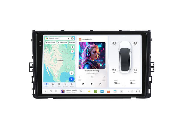 DUDU multimediaspiller med 9,5" skjerm VW (2017-->) 