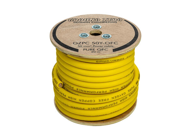 Ground Zero strømkabel OFC 50mm2 Gul 50mm², Gul, Pris per meter 