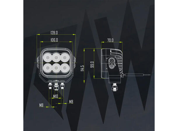 RAWlights NOVO PRO LED arbeidslys 106mm, 5000 Lumen, 60W, per stk 