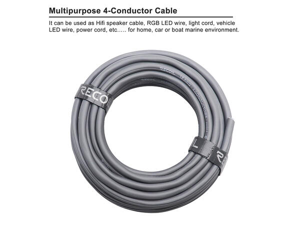 Recoil Flerlederkabel, 4-leder 4x0,75mm2, 30,4 meter, OFC 