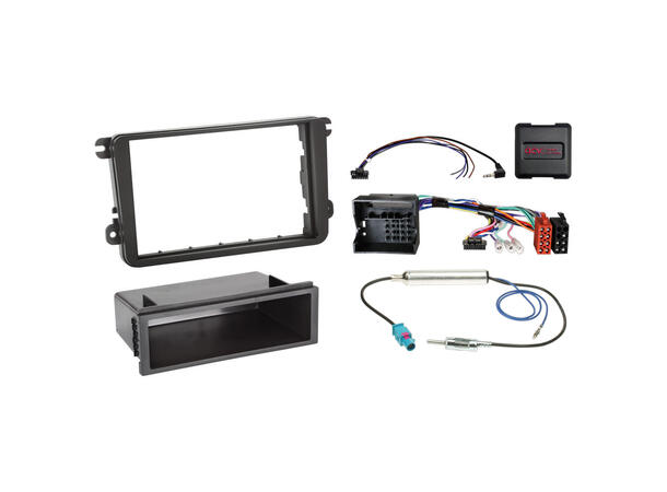 1-DIN monteringssett - komplett Seat/Skoda/VW (2003-2016) u/aktivt sys. 