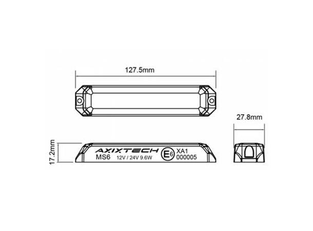 Axixtech Stealth LED MS6 varsellys Oransje, 12/24V, ECE R65 Class2 (XA2) 