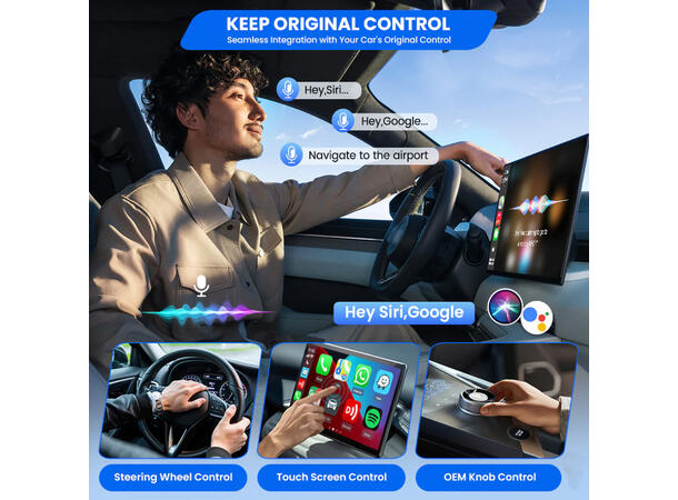 Carlinkit Apple Carplay/Android Auto Kablet-til-trådløs adapter 