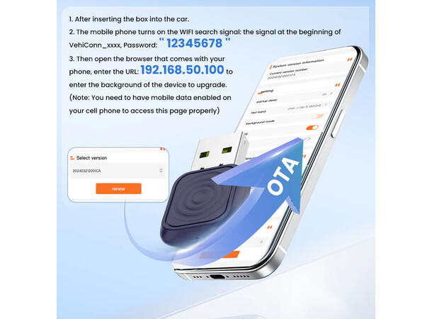 Carlinkit Apple Carplay/Android Auto Kablet-til-trådløs adapter 