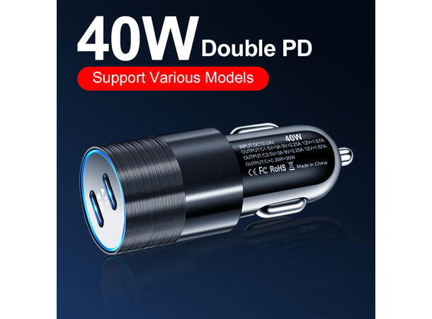 ConnectED Phone billader 40W, 2x USB Type-C 