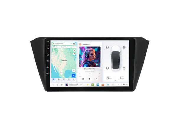 DUDU multimediaspiller med 9,5" skjerm Skoda Fabia (2015-2021) 