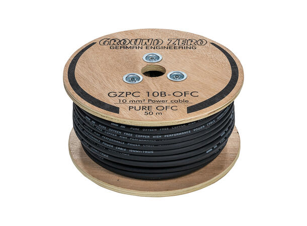 Ground Zero strømkabel OFC 10mm2 Sort 10mm², Sort, Pris per meter 