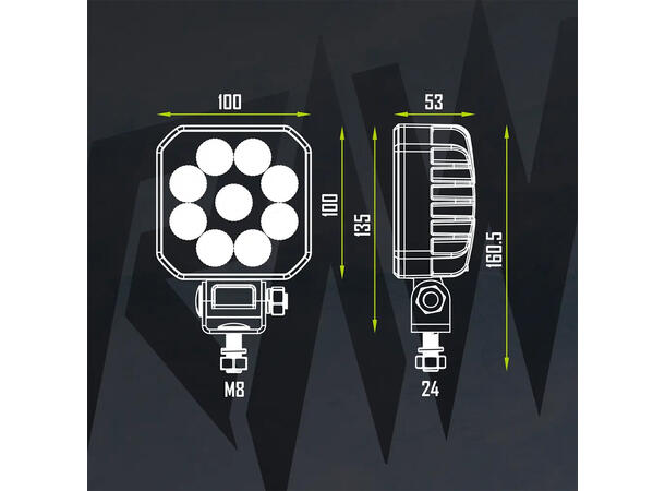 RAWlights NOVO LED arbeidslys 100mm, 3600 Lumen, 54W, per stk 